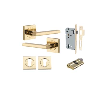 Baltimore Lever - Square Rose Entrance Kit with Separate High Security Lock Double Cylinder
