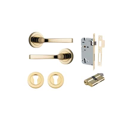 Annecy Lever - Round Rose Entrance Kit with Separate High Security Lock Double Cylinder