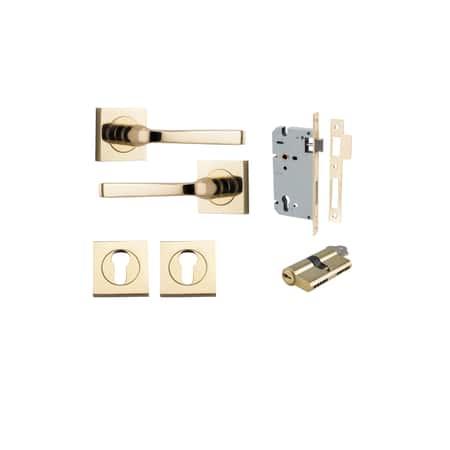 Annecy Lever - Square Rose Entrance Kit with Separate High Security Lock Double Cylinder