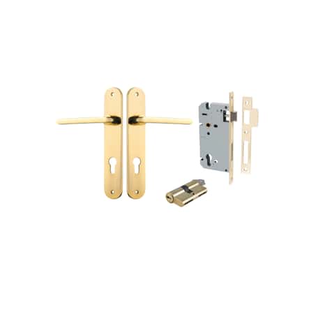 Baltimore Lever - Oval Backplate Entrance Kit with High Security Lock Double Cylinder