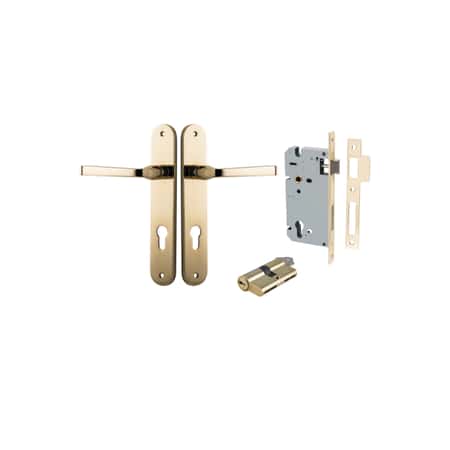 Annecy Lever - Oval Backplate Entrance Kit with High Security Lock Double Cylinder