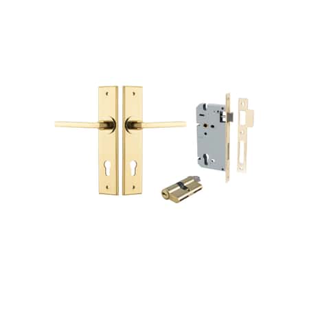 Baltimore Lever - Chamfered Backplate Entrance Kit with High Security Lock Double Cylinder