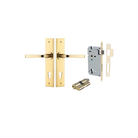 Annecy Lever - Chamfered Backplate Entrance Kit with High Security Lock Double Cylinder
