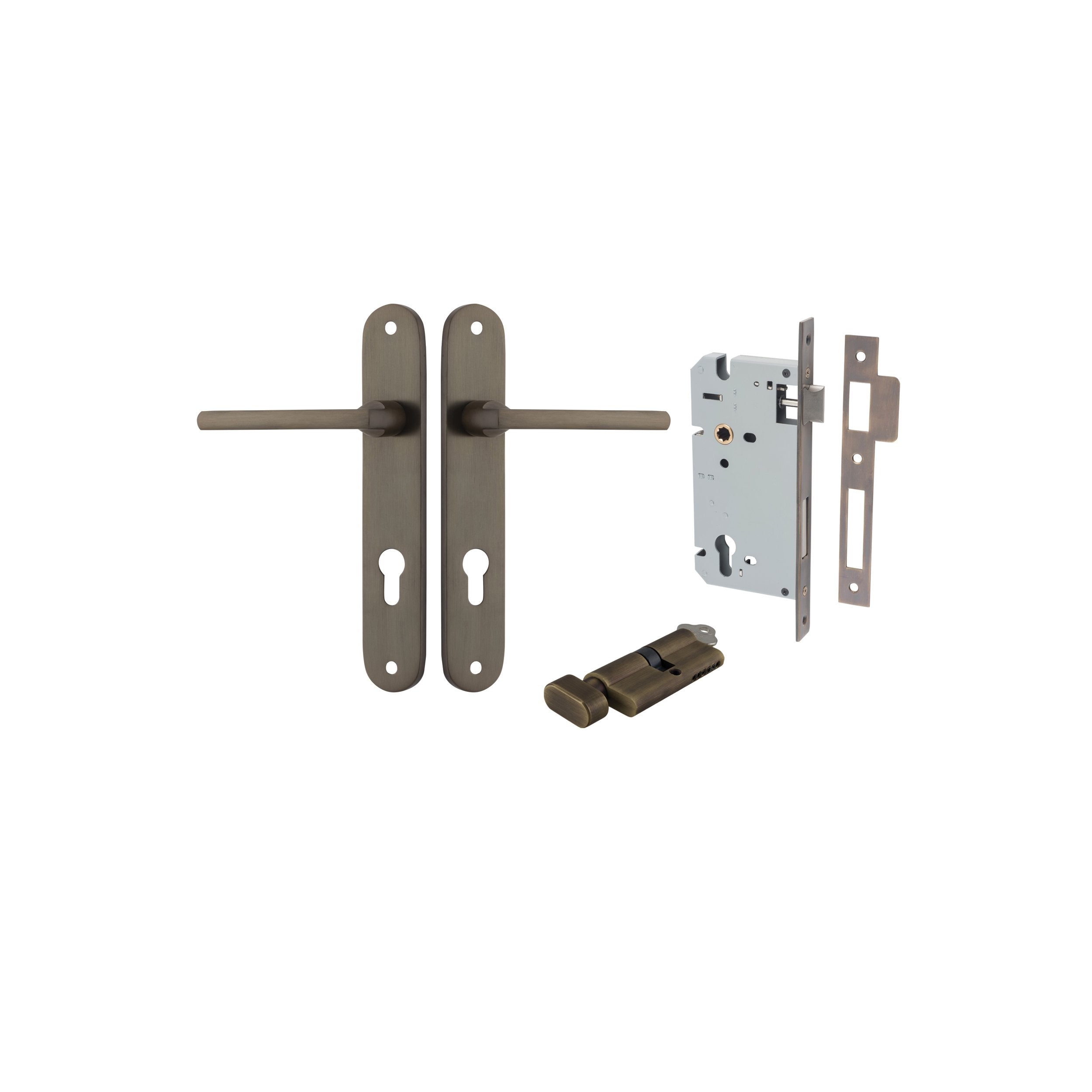 Baltimore Lever - Oval Backplate Entrance Kit with High Security Lock Turn Cylinder
