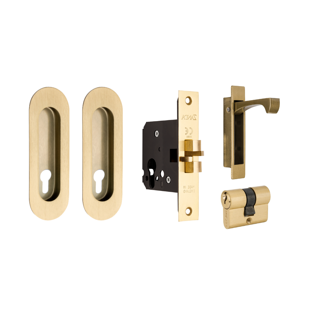 Oval Style Euro Sliding Lock Kit, 120 x 40mm