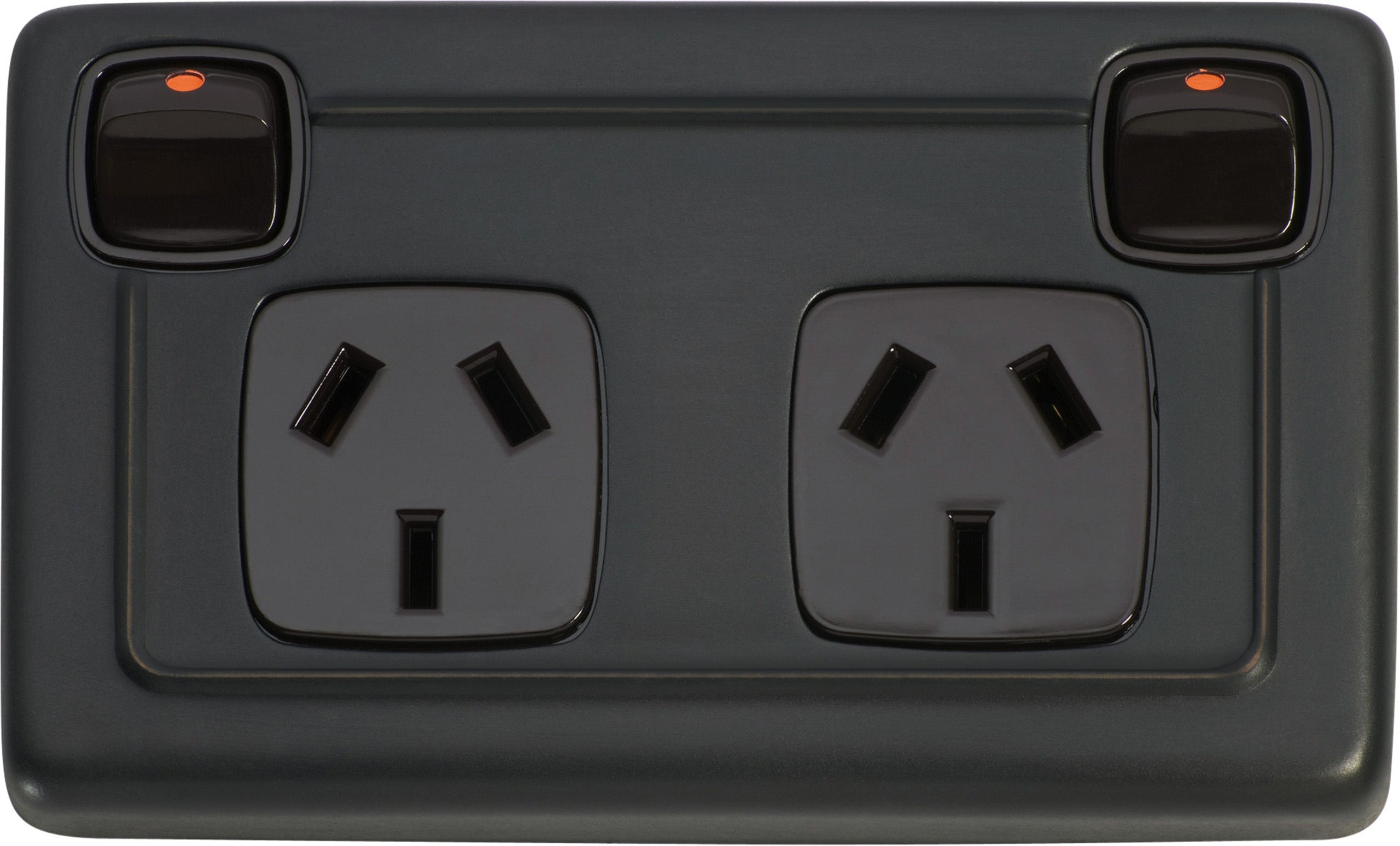 2 Gang Flat Plate Rocker Switches with Double Socket