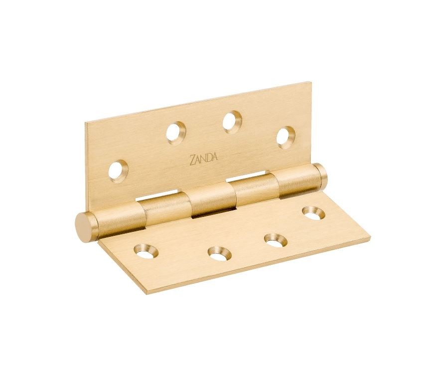 Butt Hinges - Satin Brass - 5902.SB - Butt Hinge Fixed Pin, 100x75x2.5mm, Satin Brass
