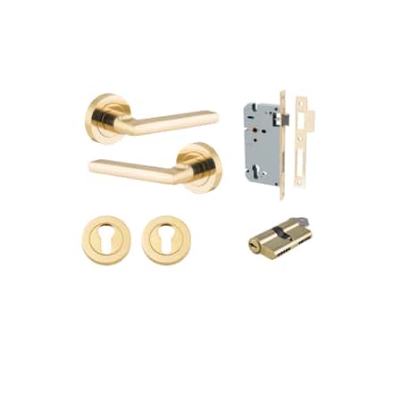 Baltimore Lever - Round Rose Entrance Kit with Separate High Security Lock Double Cylinder