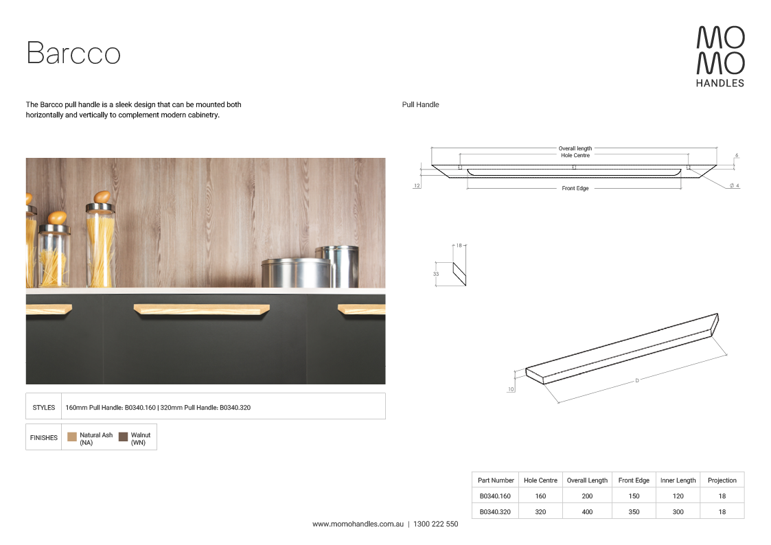 Momo Barcco Timber Pull Handle