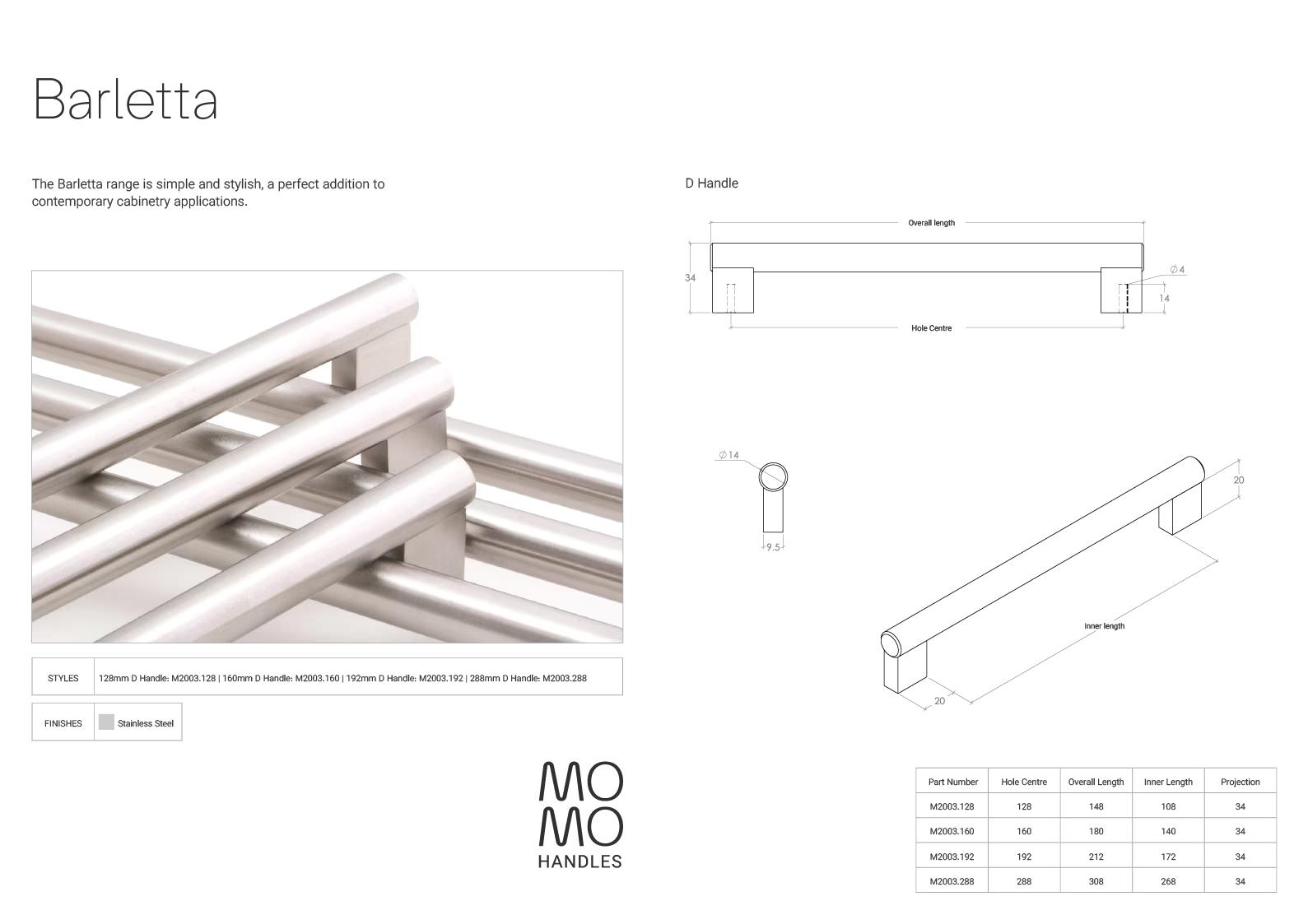 Momo Barletta D Handle Stainless Steel