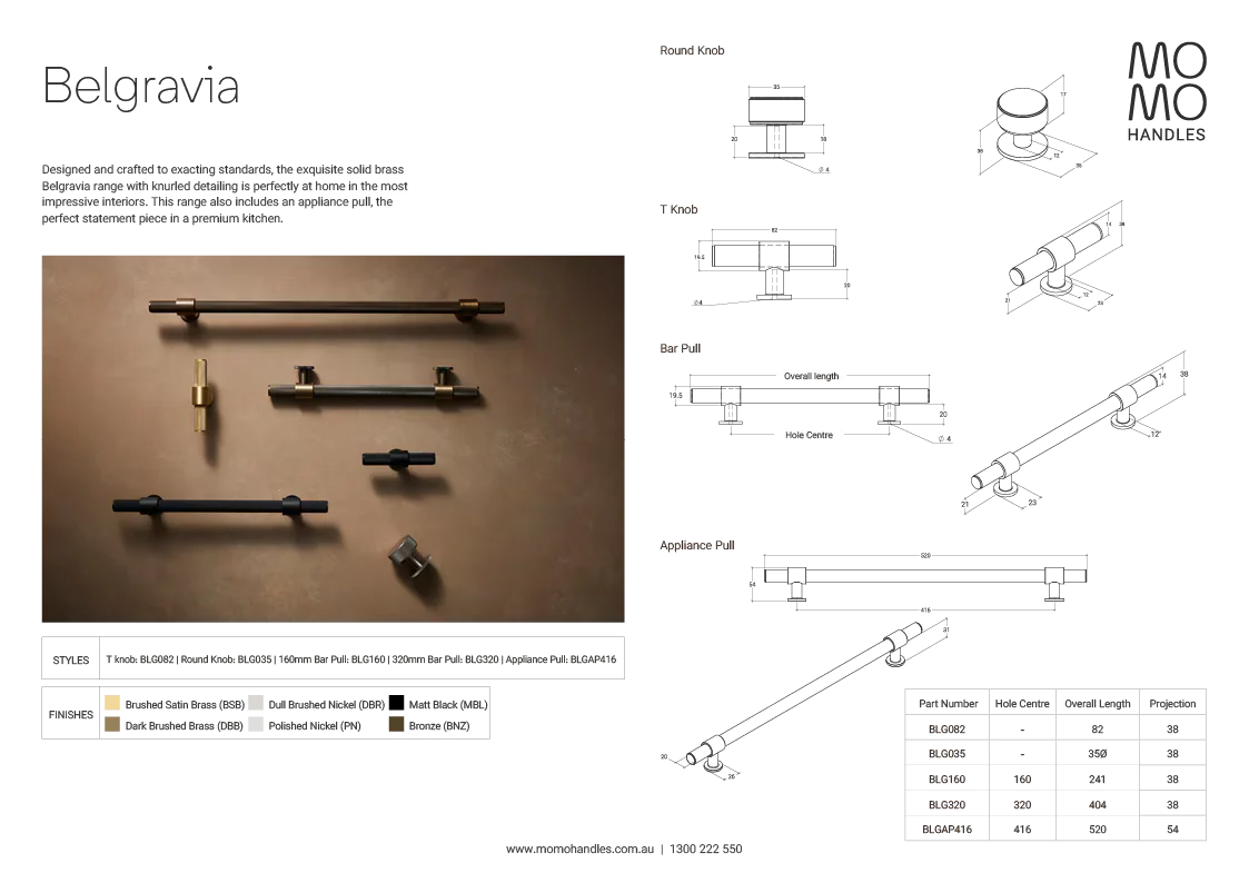 Momo Belgravia Solid Brass Round Knob 35mm In Polished Nickel