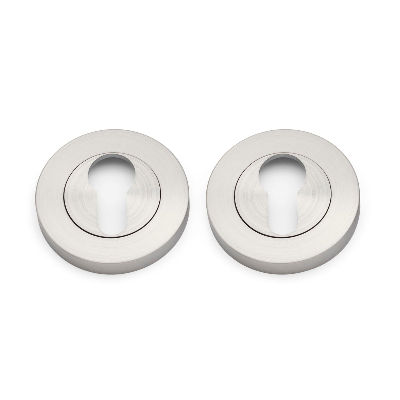 Brushed Nickel Euro Escutcheon (Pair) - Solid Brass
