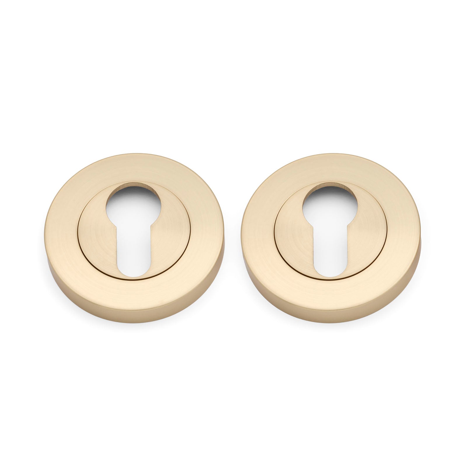 Satin Brass Euro Escutcheon (Pair) - Solid Brass