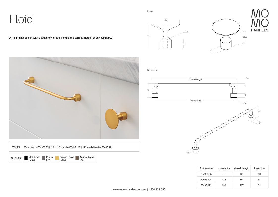 Momo Floid Knob 35mm