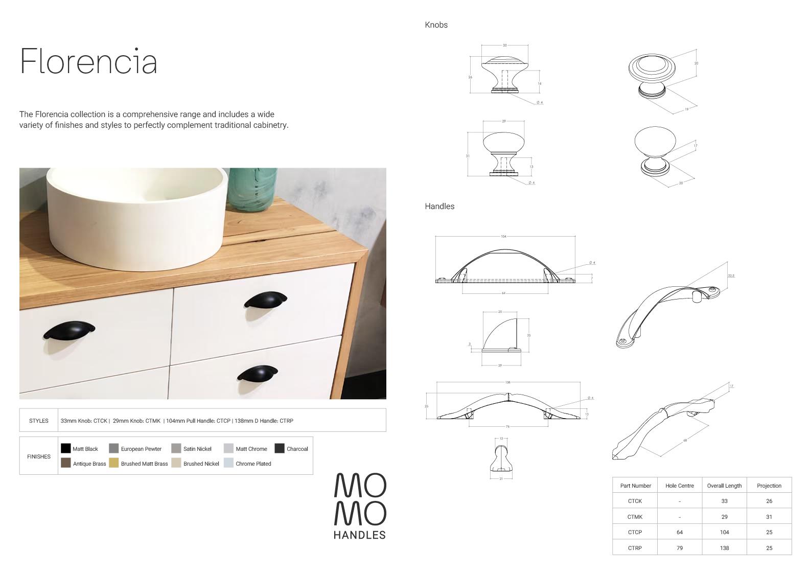 Momo Florencia Plain Knob 29mm