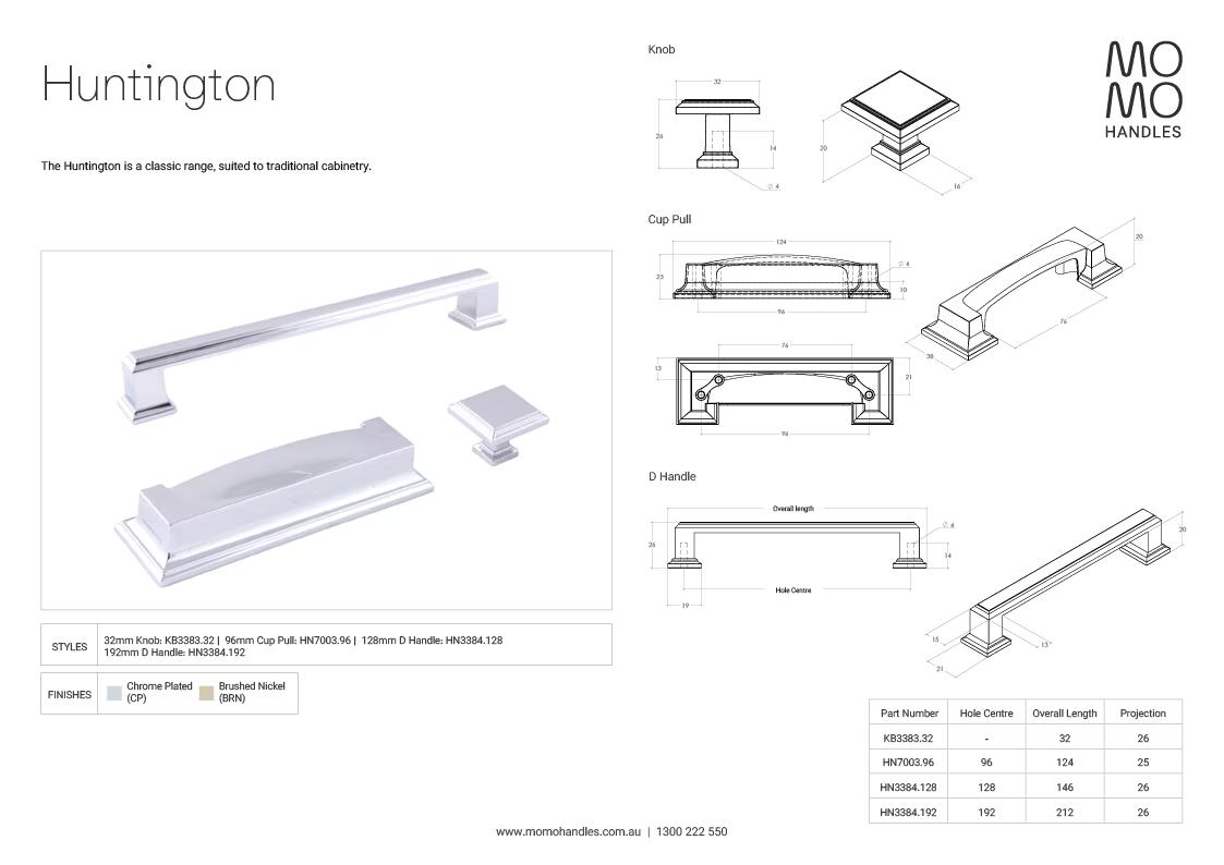 Momo Huntington D Handle 128mm In Chrome Plated