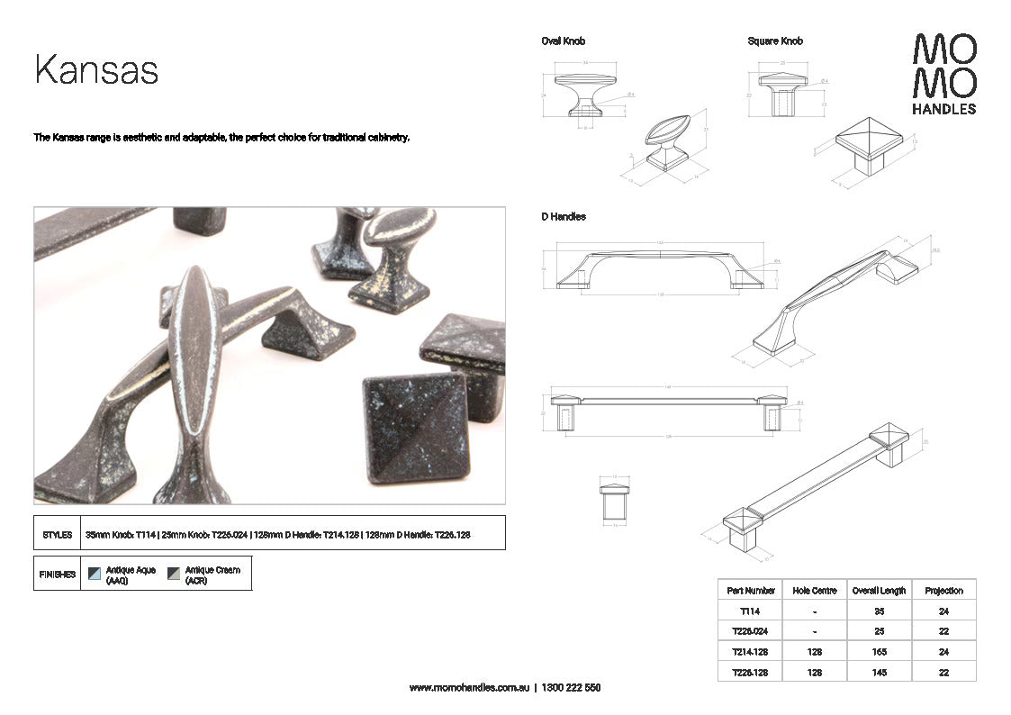Momo Kansas Oval Knob 35mm