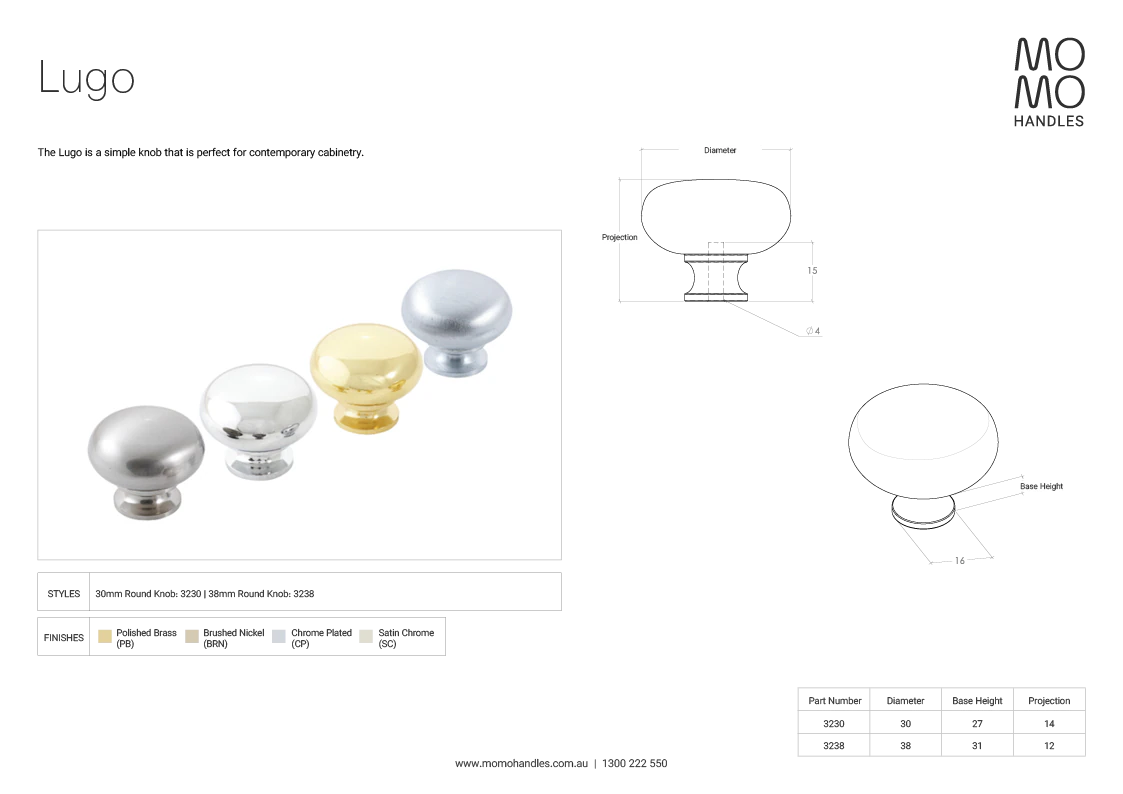 Momo Lugo Knob 30mm