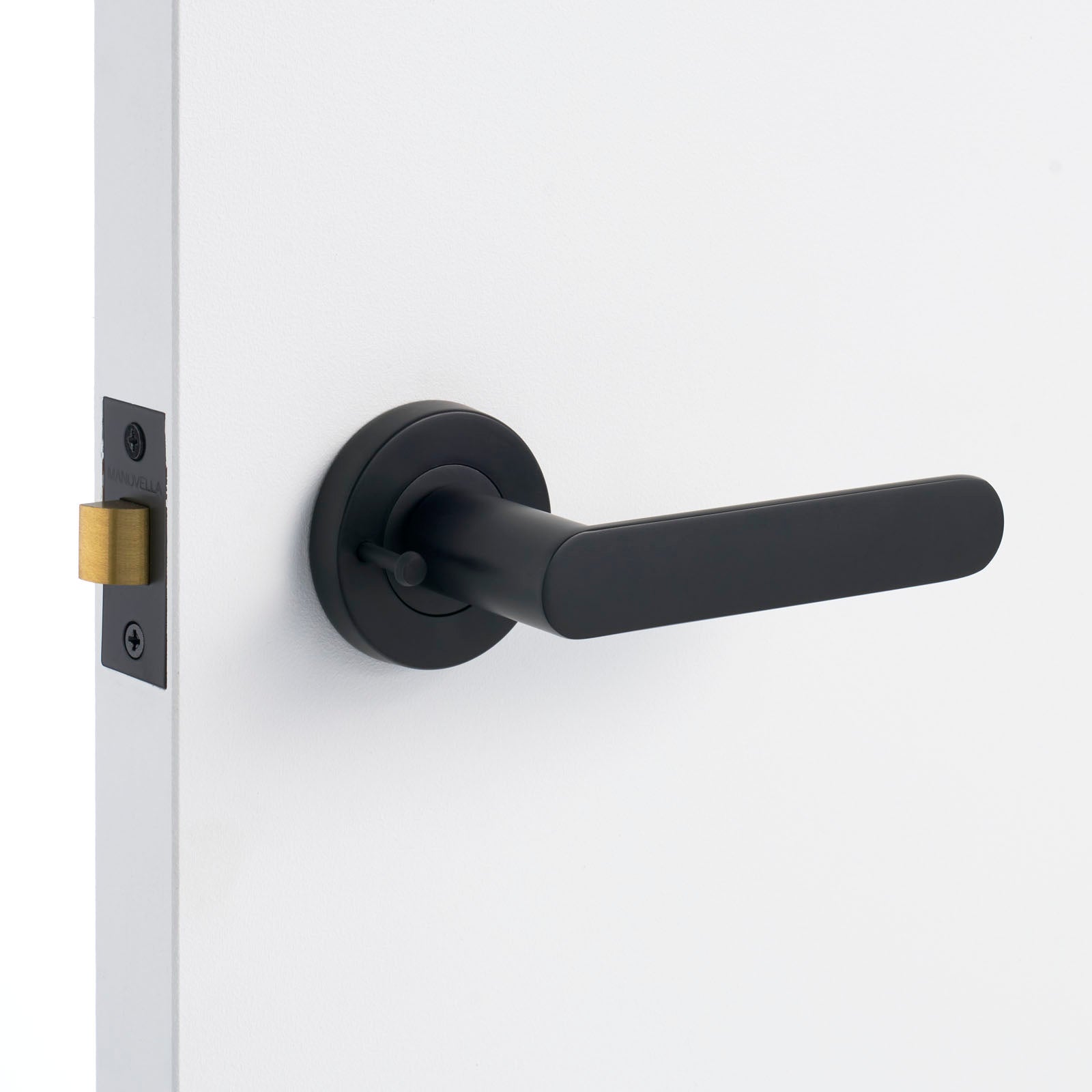  Matt Black Privacy Door Handle Installed on a Door