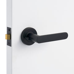 Matt Black Privacy Door Handle Installed on a Door