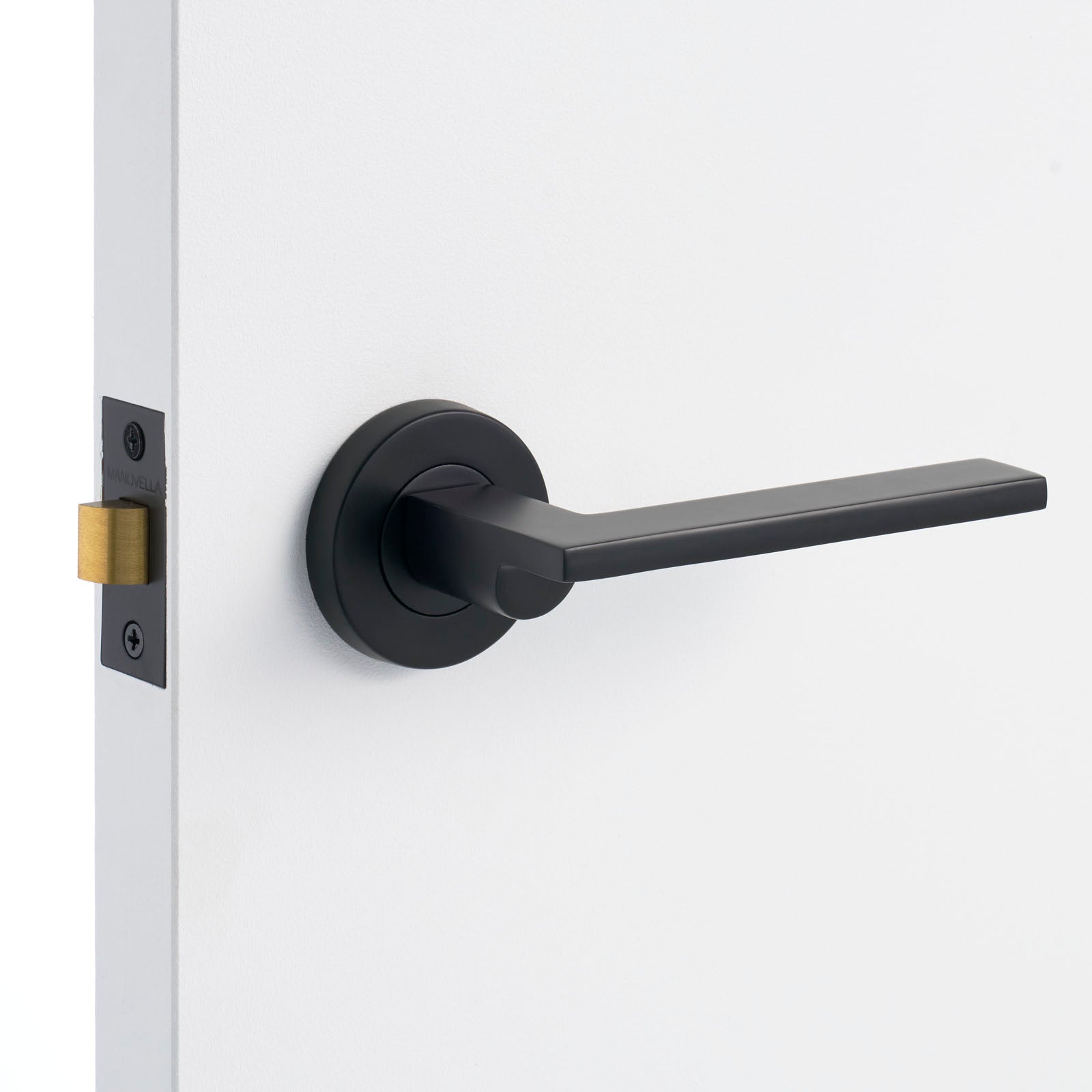 Matt Black Passage Door Handle Installed on a Door