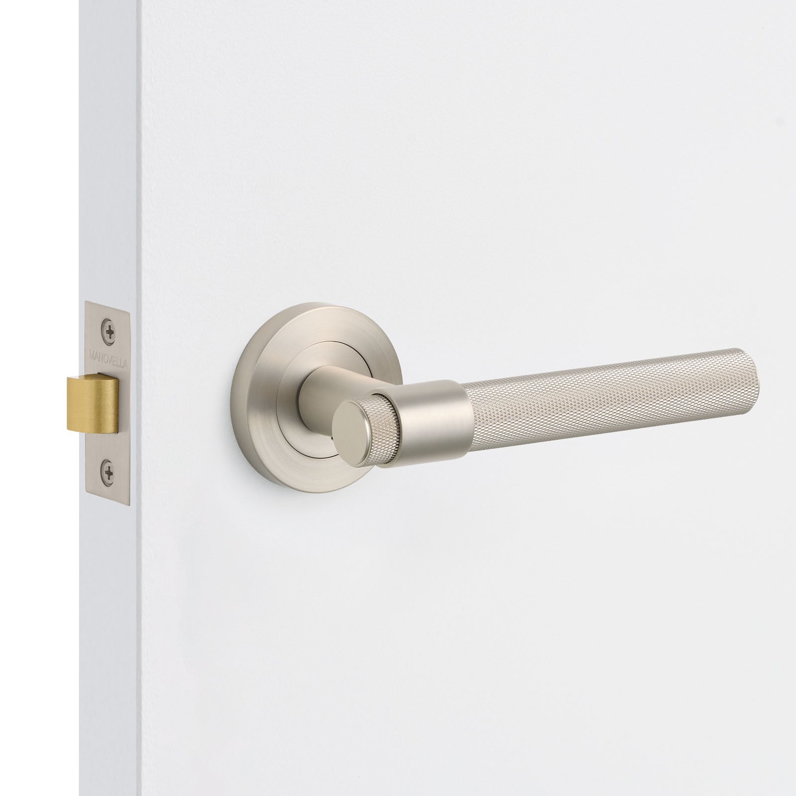 Brushed Nickel Knurled Passage Door Handle - Rosedale