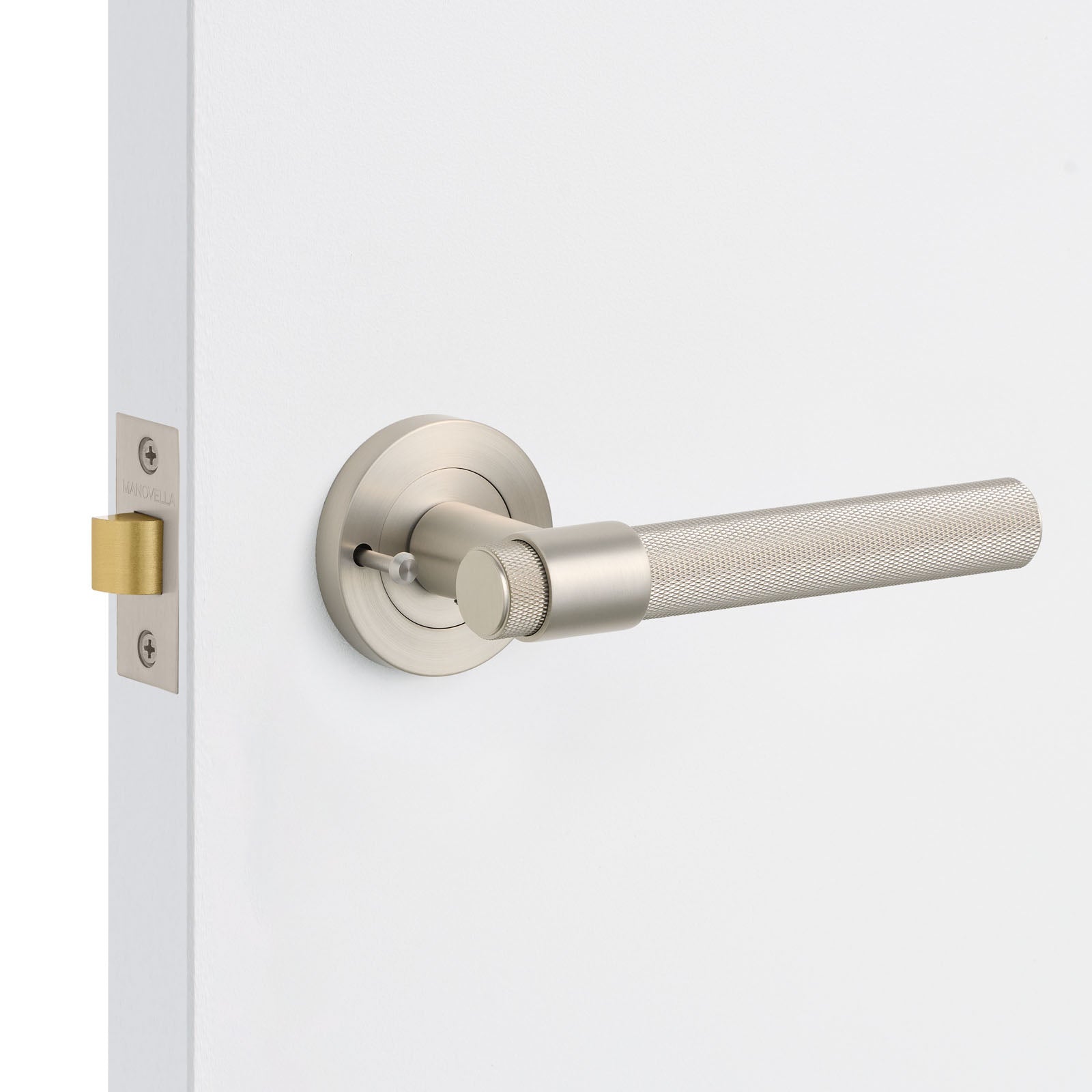 Brushed Nickel Knurled Privacy Door Handle - Rosedale