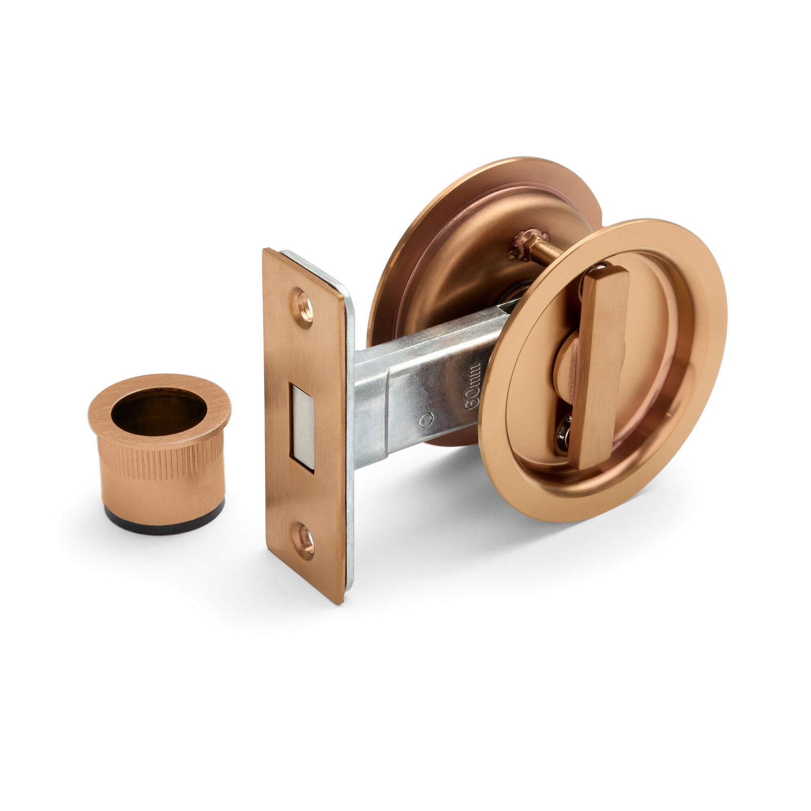 Brushed Copper Round Sliding Cavity Privacy Lock