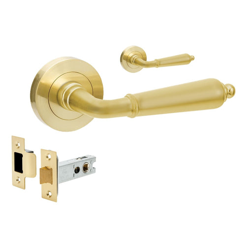 OXFORD DOOR HANDLE PASSAGE SET SATIN BRASS