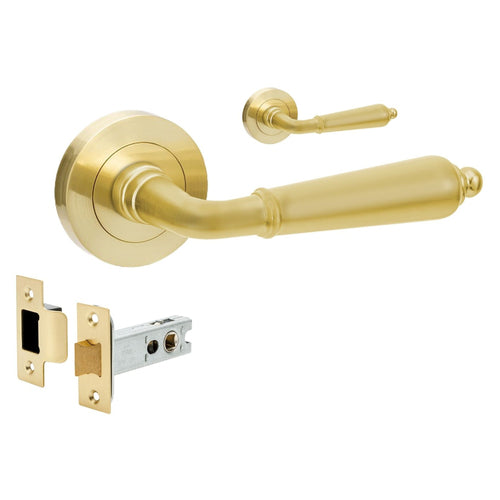 OXFORD DOOR HANDLE PRIVACY SET SATIN BRASS