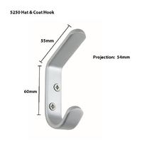 ALUMINIUM HAT AND COAT HOOK BRUSHED NICKEL