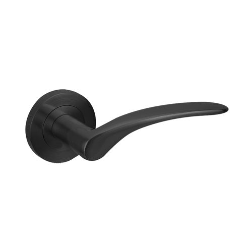 APOLLO DOOR HANDLE LEVER ON ROUND ROSE MATT BLACK