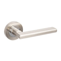 EPIC DOOR LEVER HANDLE ON ROUND ROSE BRUSHED NICKEL/CHROME PLATE