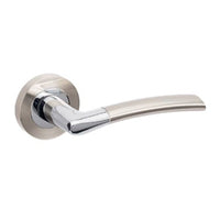 LUXE DOOR LEVER HANDLE ON ROUND ROSE BRUSHED NICKEL/CHROME PLATE