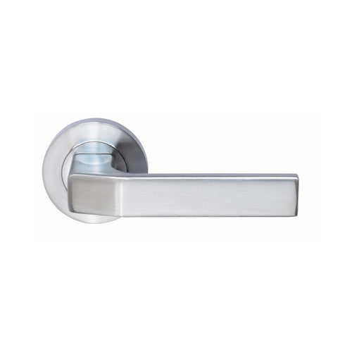 QUBE DOOR HANDLE LEVER SET SATIN CHROME