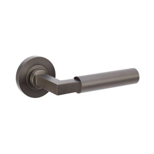 ZURICH DOOR HANDLE LEVER ON ROUND ROSE GRAPHITE NICKEL