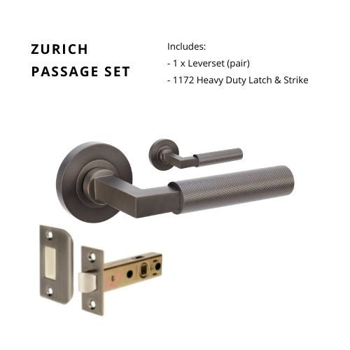 Zurich Knurled Passage Set, Includes 1172 Latch