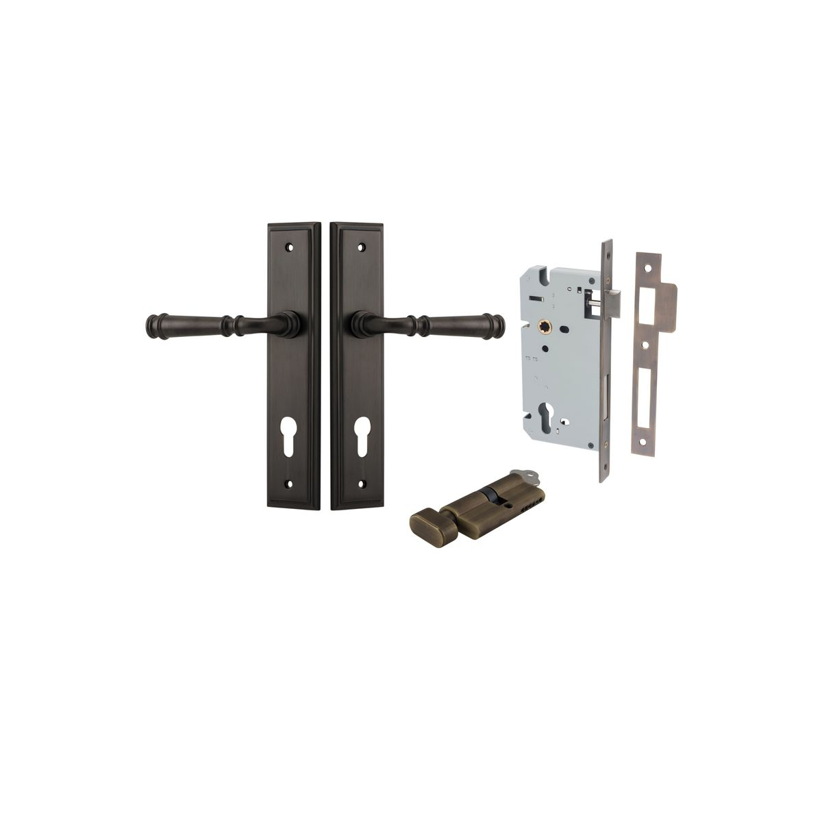 Verona Lever on Stepped Backplate Entrance Kit with High Security Lock