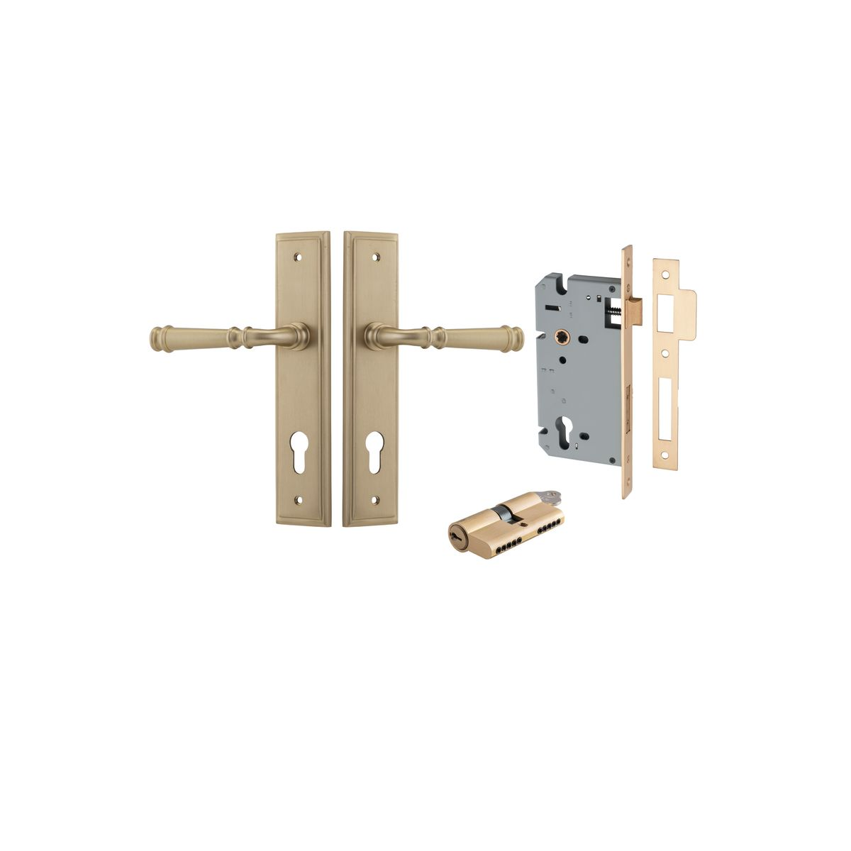Verona Lever on Stepped Backplate Entrance Kit with High Security Lock