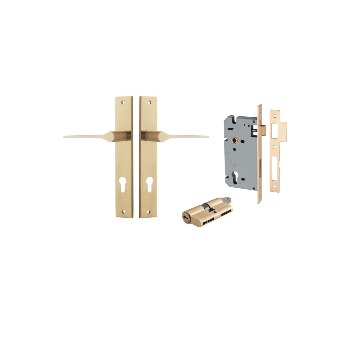 Como Lever on Rectangular Backplate Entrance Kit with High Security Double Cylinder Lock