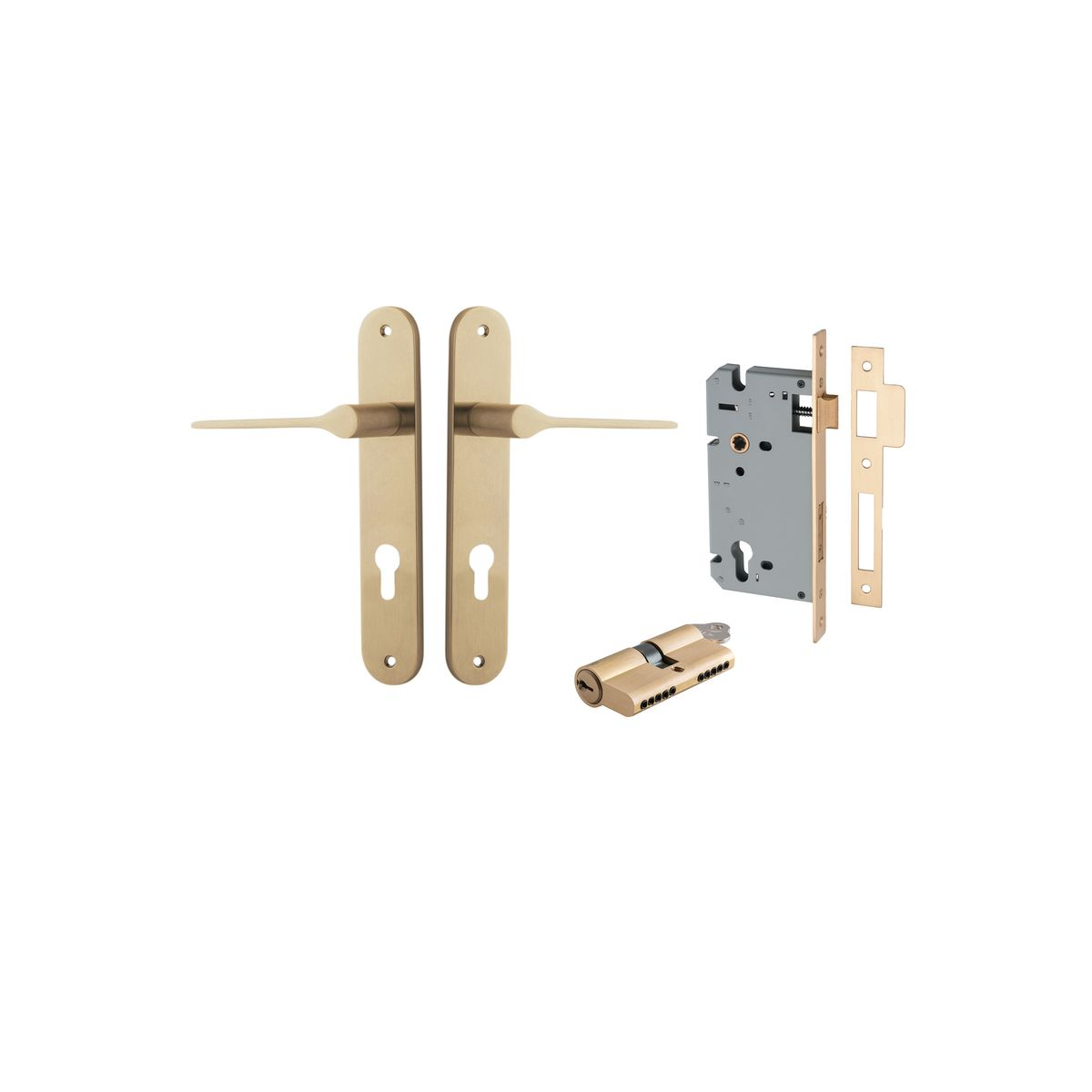 Como Lever on Oval Backplate Entrance Kit with High Security Double Cylinder Lock