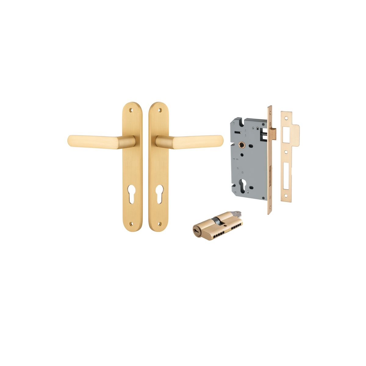 Osaka Lever on Oval Backplate Entrance Kit with High Security Double Cylinder Lock
