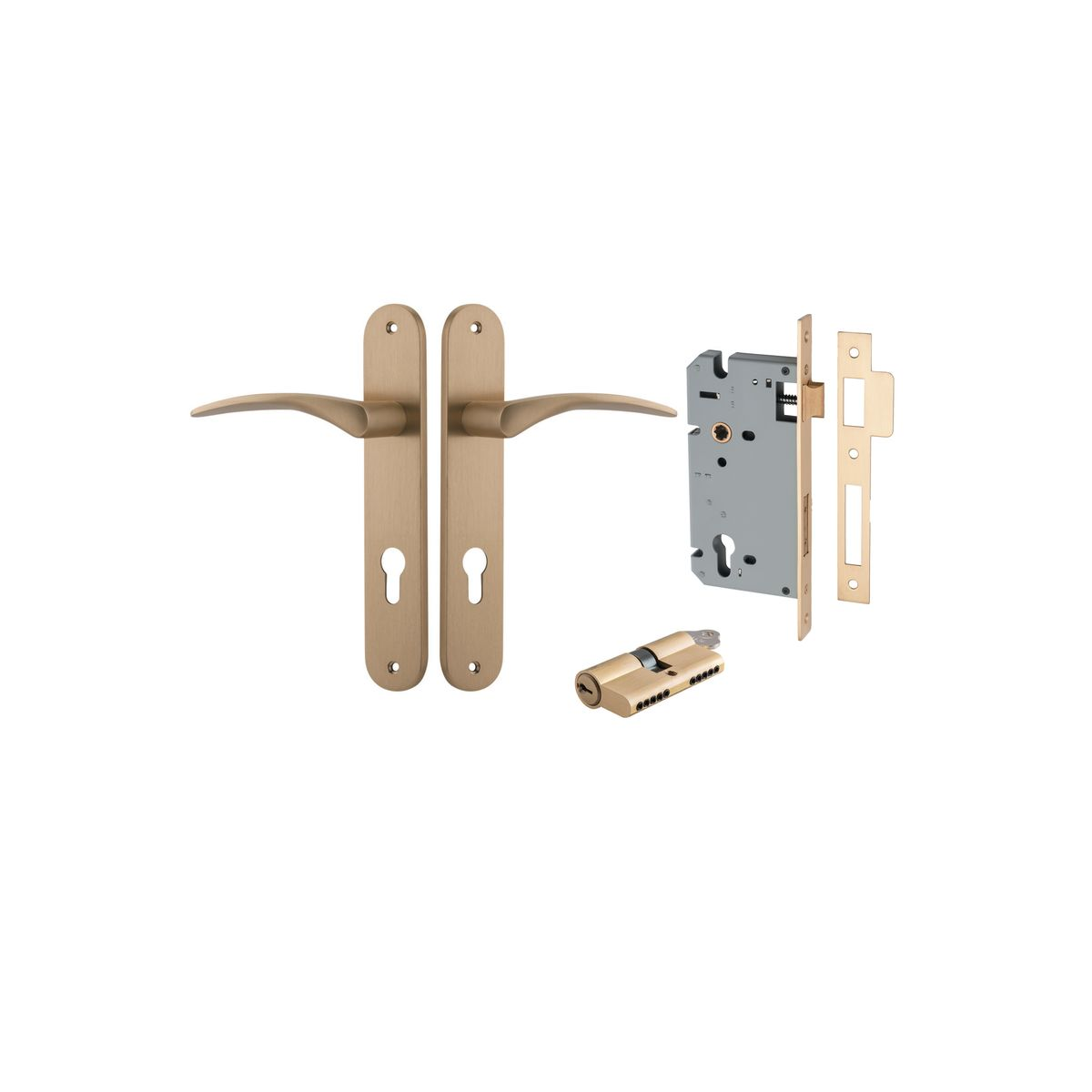 Oxford Lever on Oval Backplate Entrance Kit with High Security Double Cylinder Lock