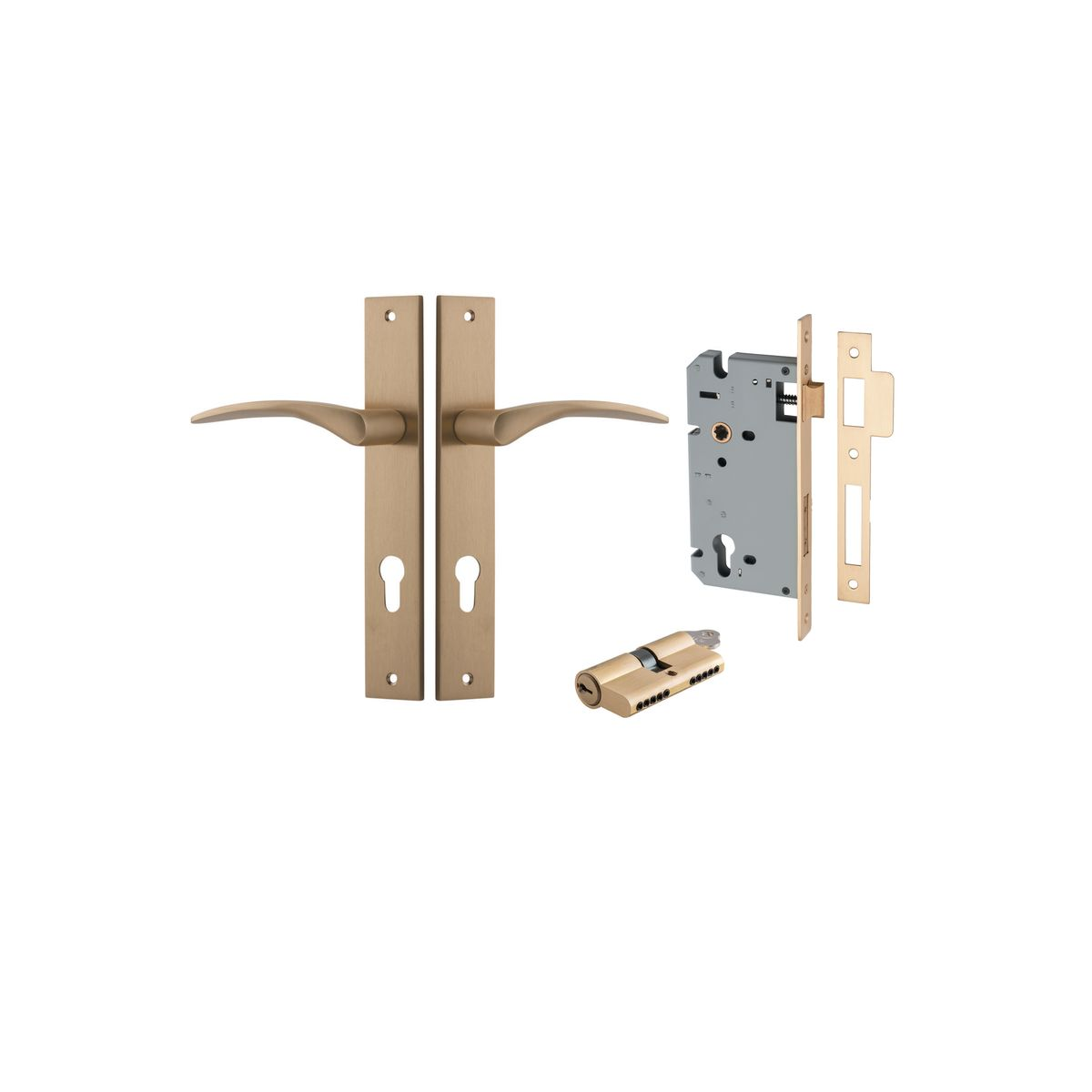 Oxford Lever on Rectangular Backplate Entrance Kit with High Security Double Cylinder Lock