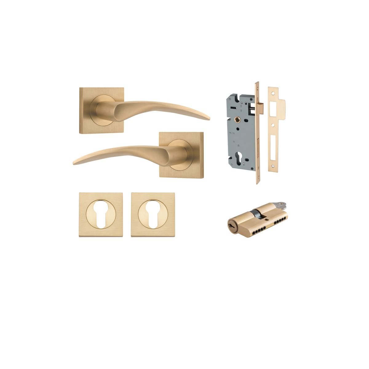 Oxford Lever on Square Rose Entrance Kit with Separate High Security Double Cylinder Lock