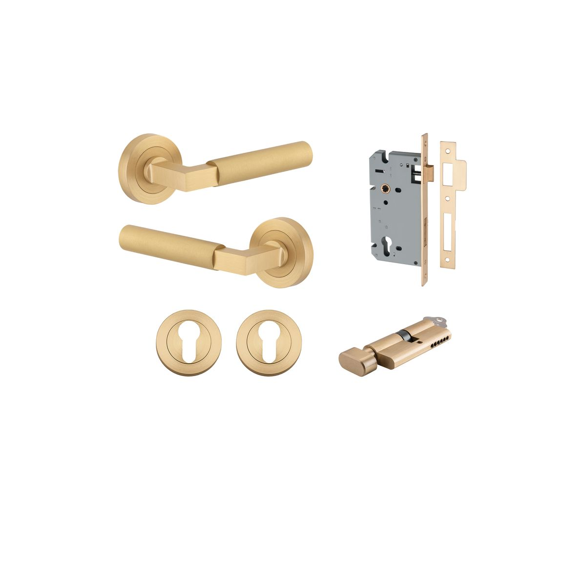 Berlin Lever on Round Rose Entrance Kit with High Security Thumb Turn Lock