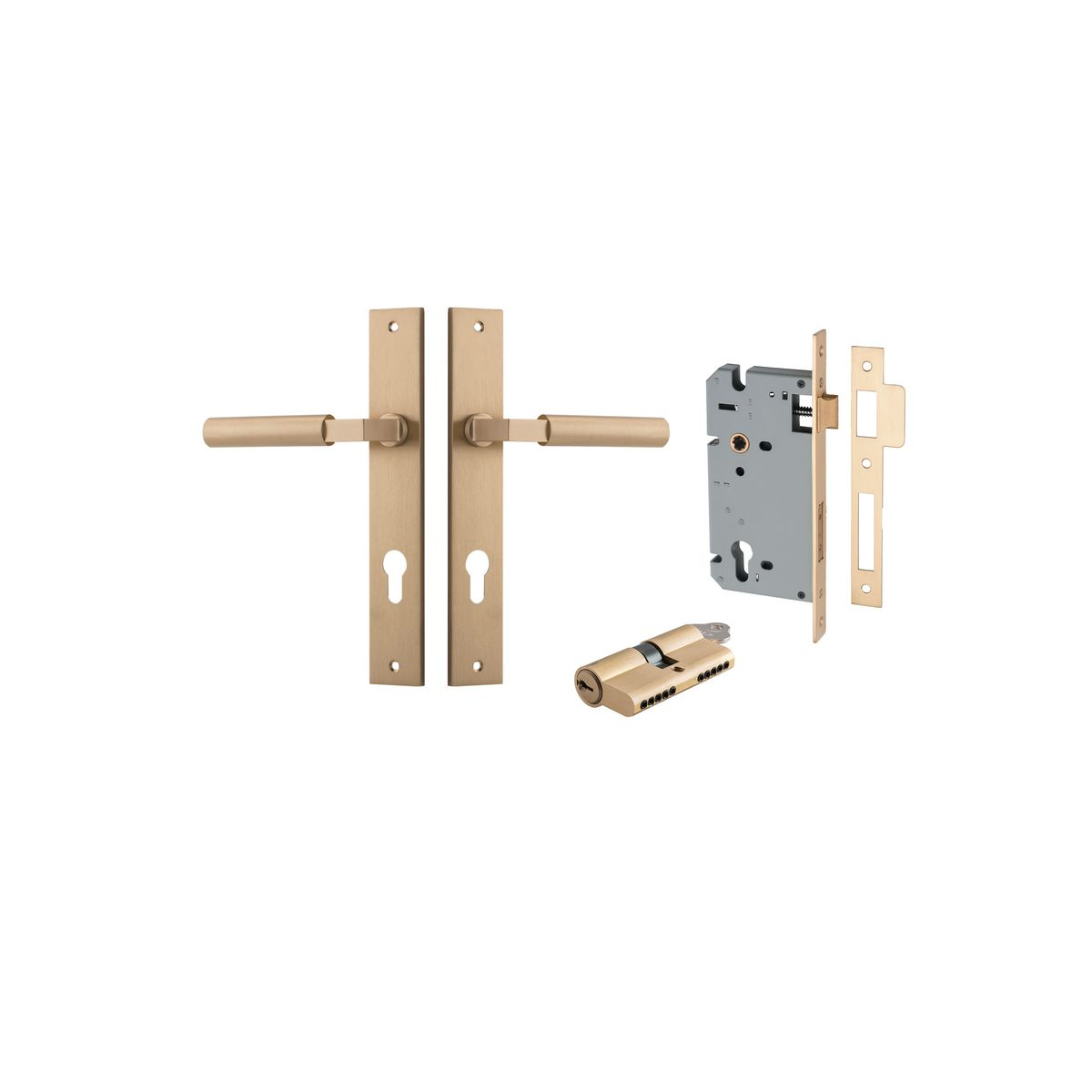 Berlin Lever on Rectangular Backplate Entrance Kit with High Security Double Cylinder Lock
