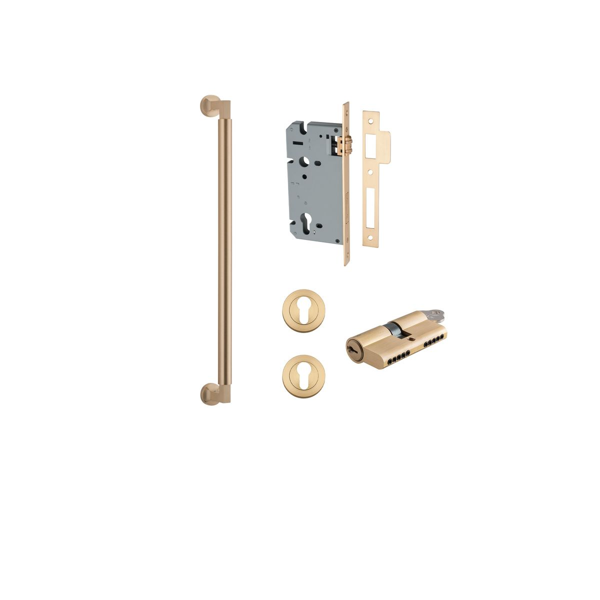 Berlin Pull Handle - 450mm Entrance Kit with Separate High Security Double Cylinder Lock