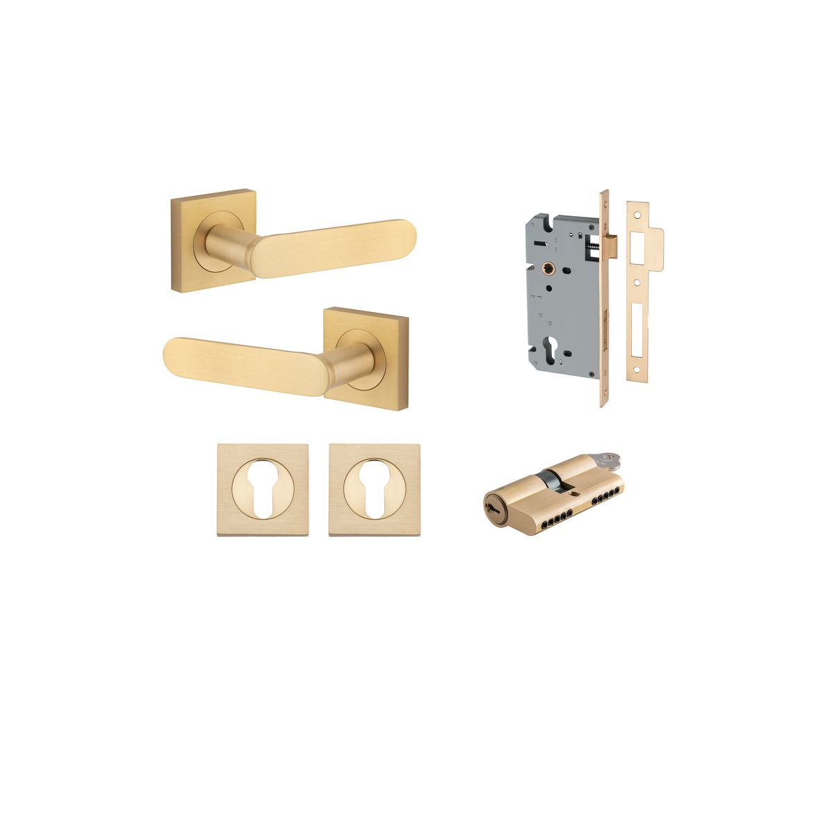 Bronte Lever on Square Rose Entrance Kit with High Security Double Cylinder Lock