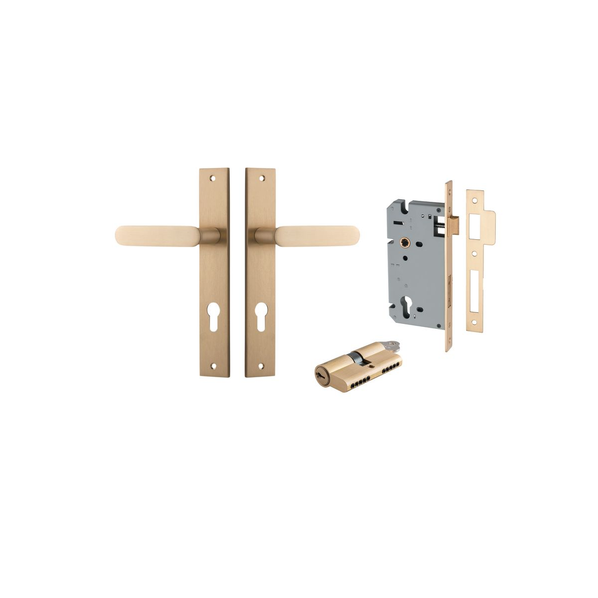 Bronte Lever on Rectangular Backplate Entrance Kit with High Security Double Cylinder Lock